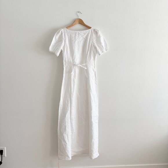 Reformation Cherise Linen Midi Long Dress NWT White Size 6 - Picture 10 of 13